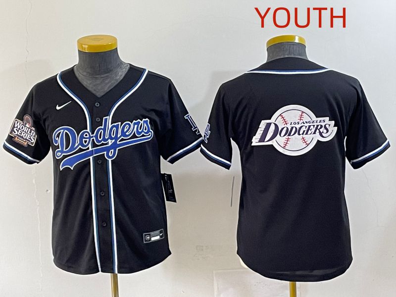 Youth 2025 Los Angeles Dodgers Blank Black Three generations Fashion Nike MLB Jersey style 35->youth mlb jersey->Youth Jersey